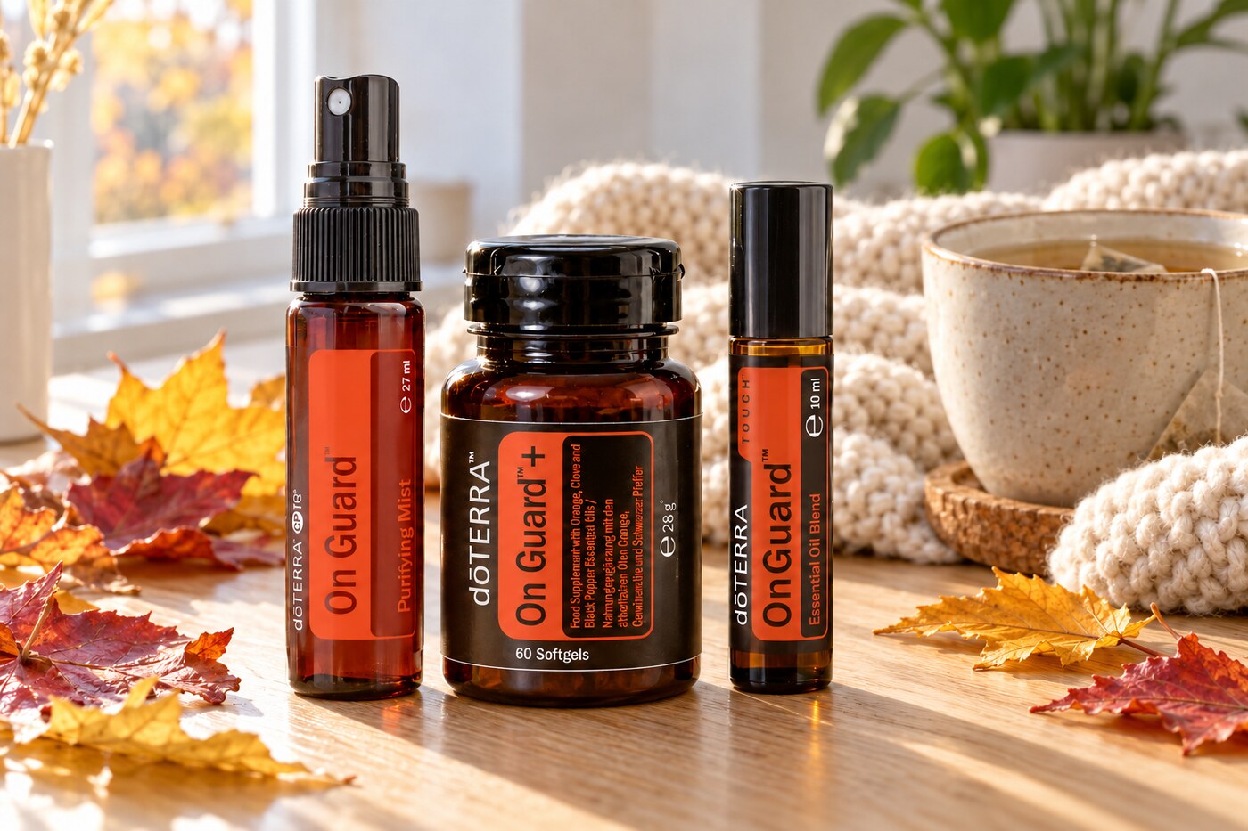 Das Herbst-Kit: On Guard Handspray, On Guard+ Softgels und On Guard Touch