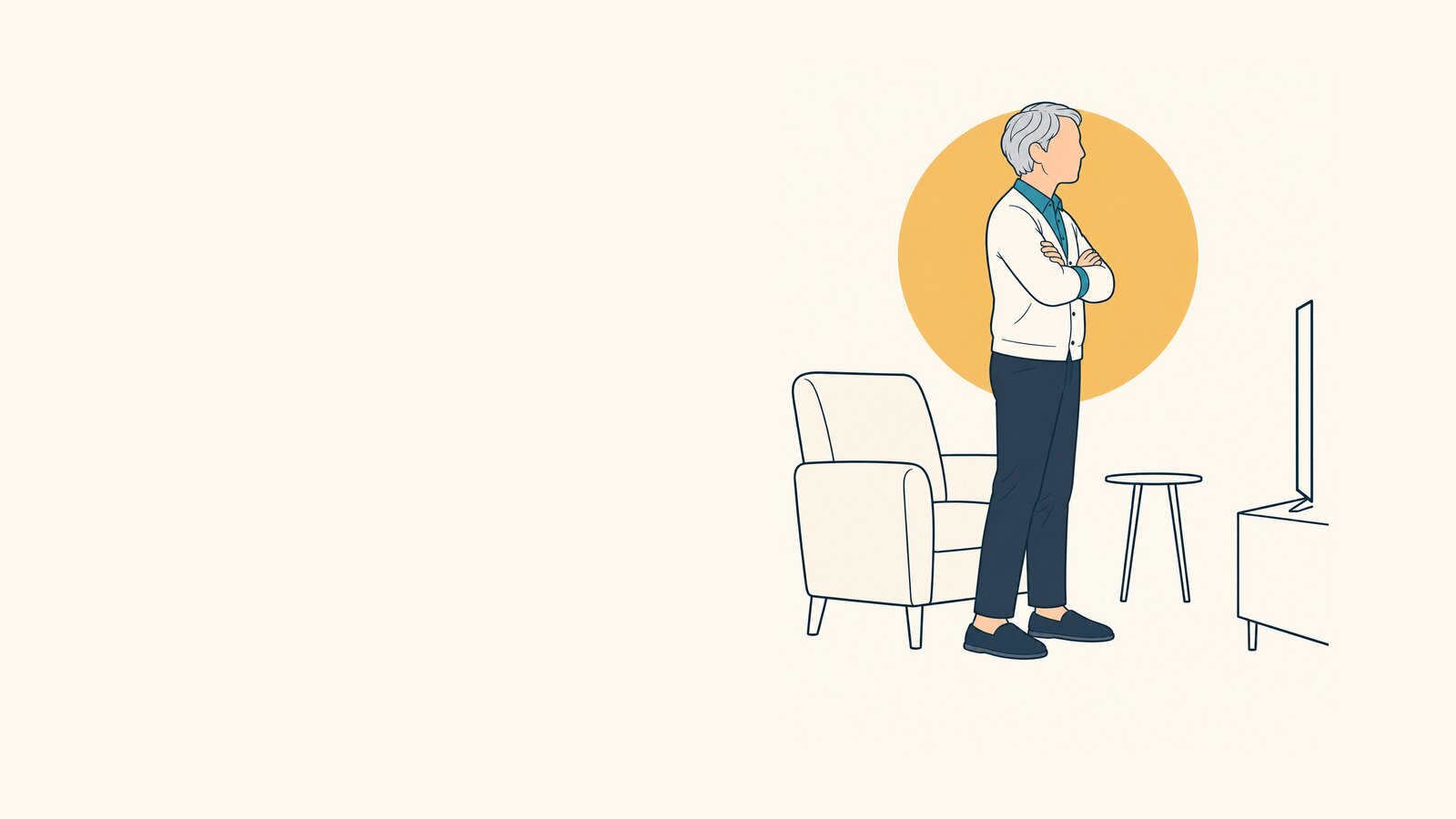 Eine Familie tanzt gemeinsam in einem hellen Wohnzimmer, das Sofa ist zur Seite geschoben